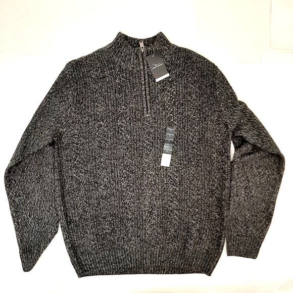 Marc Anthony Men’s ¼ Zip Luxury Heavy Knit Sweater – Black Heather Size XL (NWT) - Picture 1 of 5